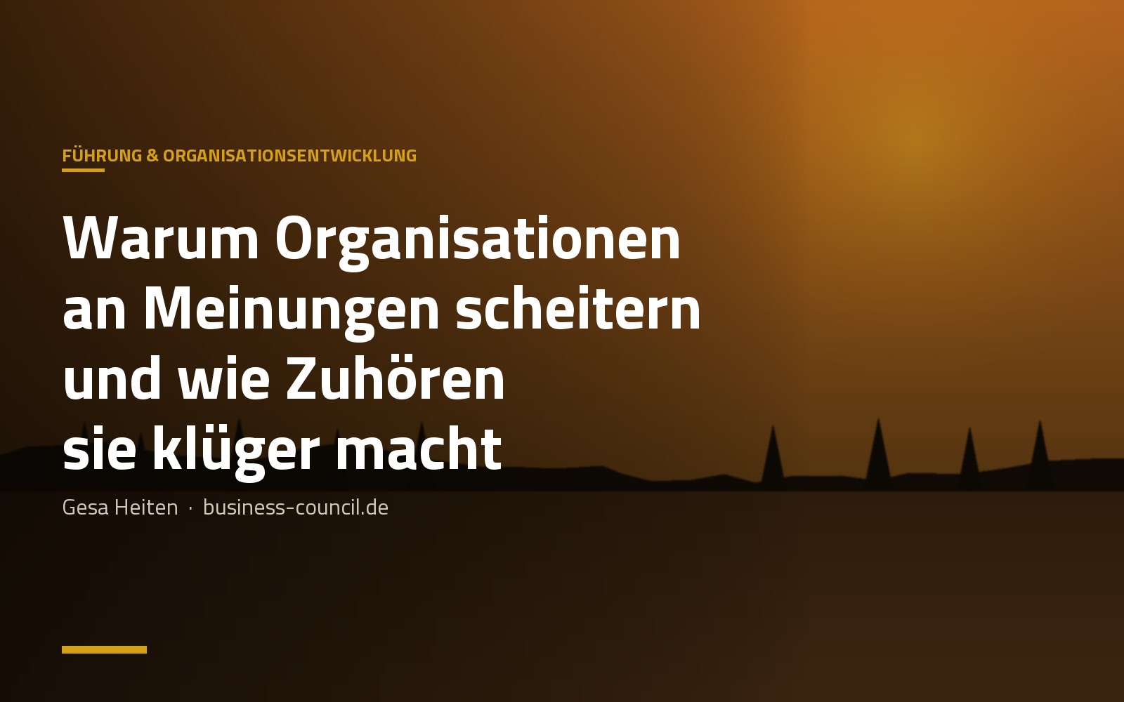 Gesa Heiten: Warum Organisationen an Meinungen scheitern